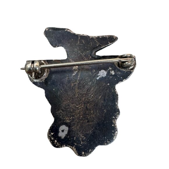 Vintage Zuni Bird Thunderbird Inlay Brooch Pin Turquoise Coral & Mother Of Pearl - Picture 2 of 4